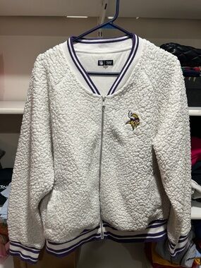NFL White Crewneck with Purple Striped Trim